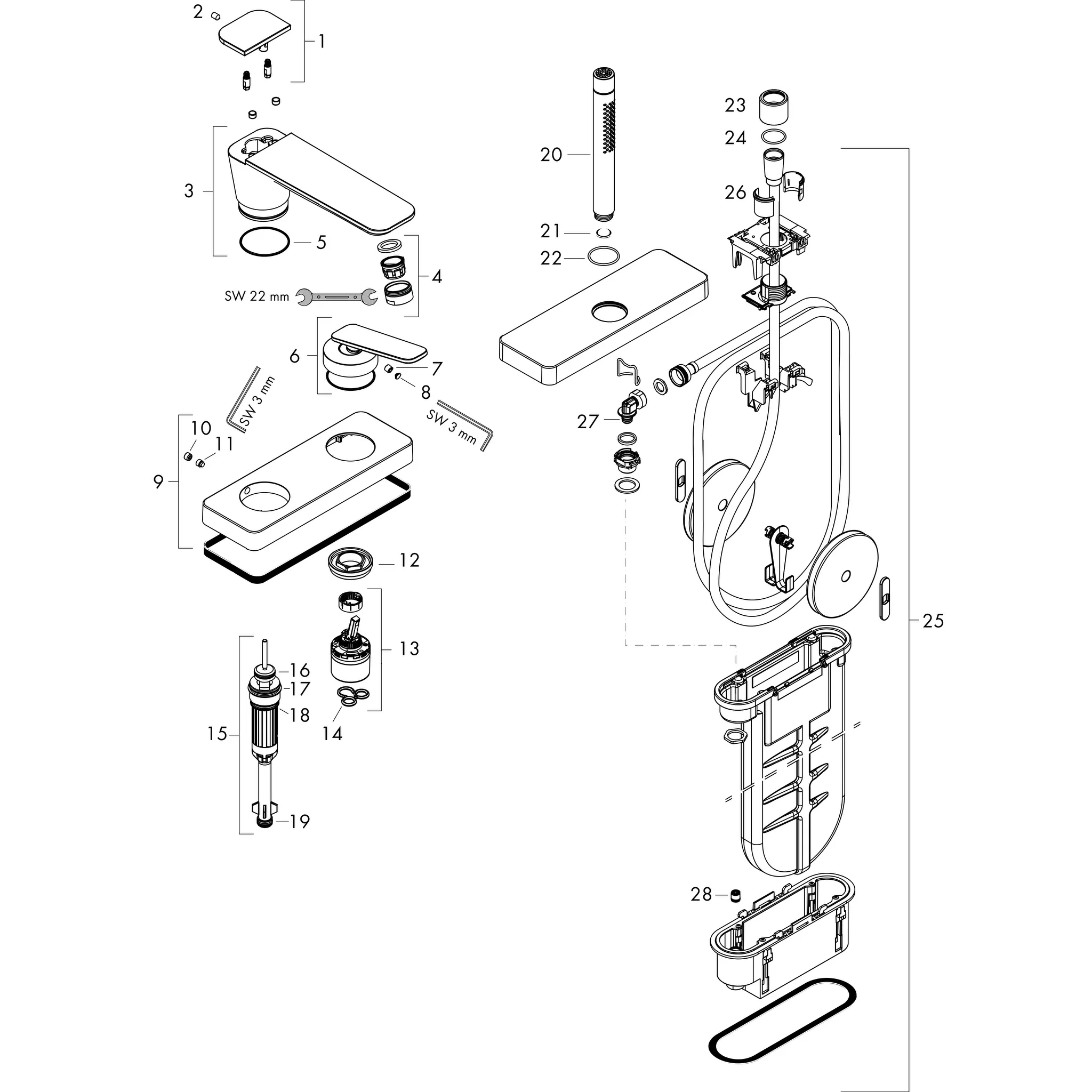 Hansgrohe Unterputz-Armatur „Axor Citterio C“ Ausladung 0 mm in Mattschwarz