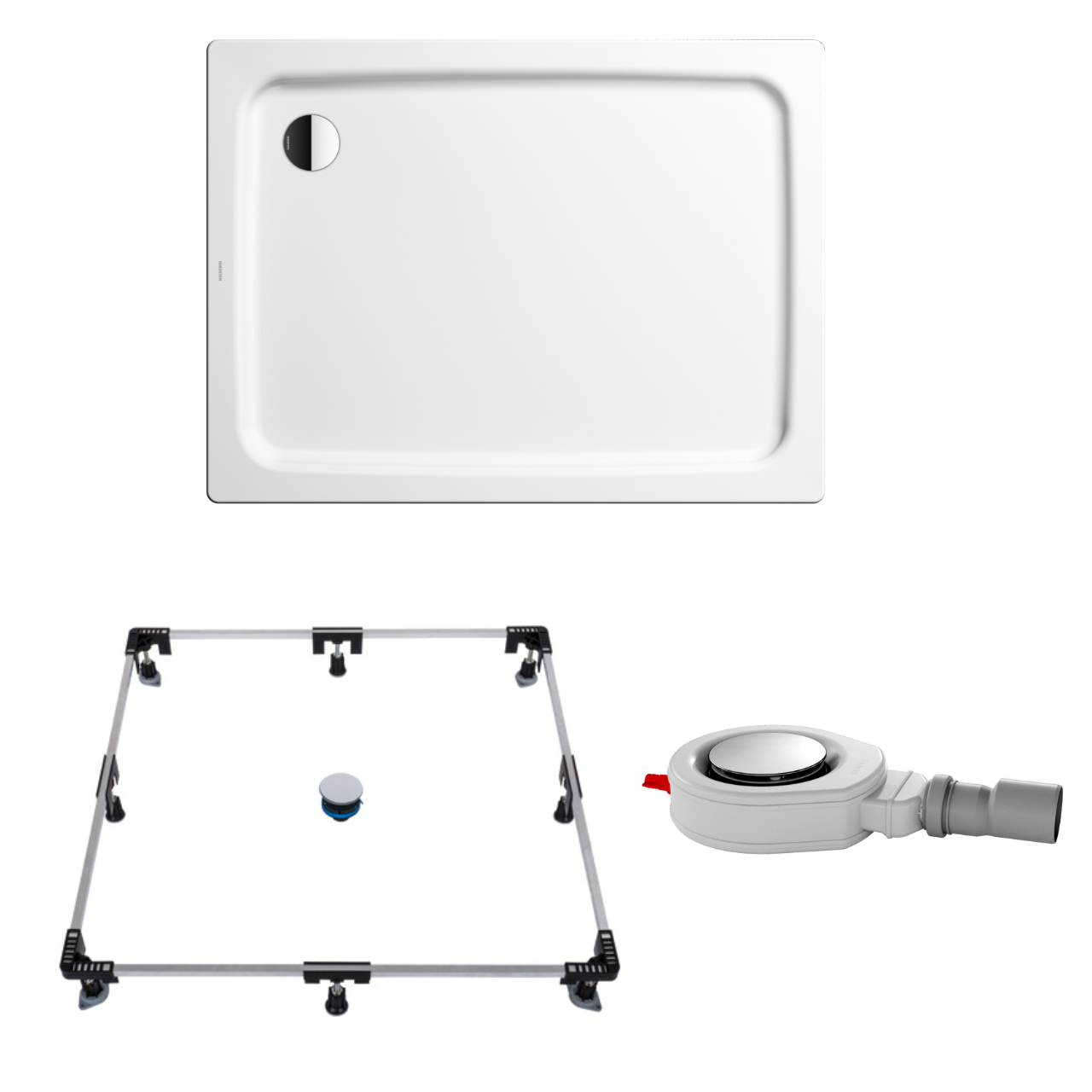 Set Duschwanne Duschplan 90 × 120 cm mit Rahmen und KA90-Ablauf 90 × 120 cm, Set Duschwanne Duschplan 90 × 120 cm mit Rahmen und KA90-Ablauf 90 × 120 cm,