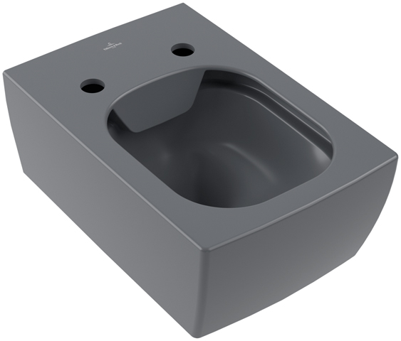 Wand-Tiefspül-WC DirectFlush „Memento 2.0“ 37,5 × 34,5 × 56 × 56 cm in Graphite, Abgang waagerecht, ohne Spülrand