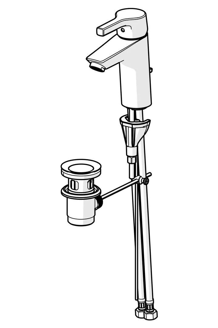 HA Einhebelmischer Waschtischbatterie HANSAPALENO XL 5641 Ablaufgarnitur mit Zugstange Ausladung 110 mm DN15 Chrom
