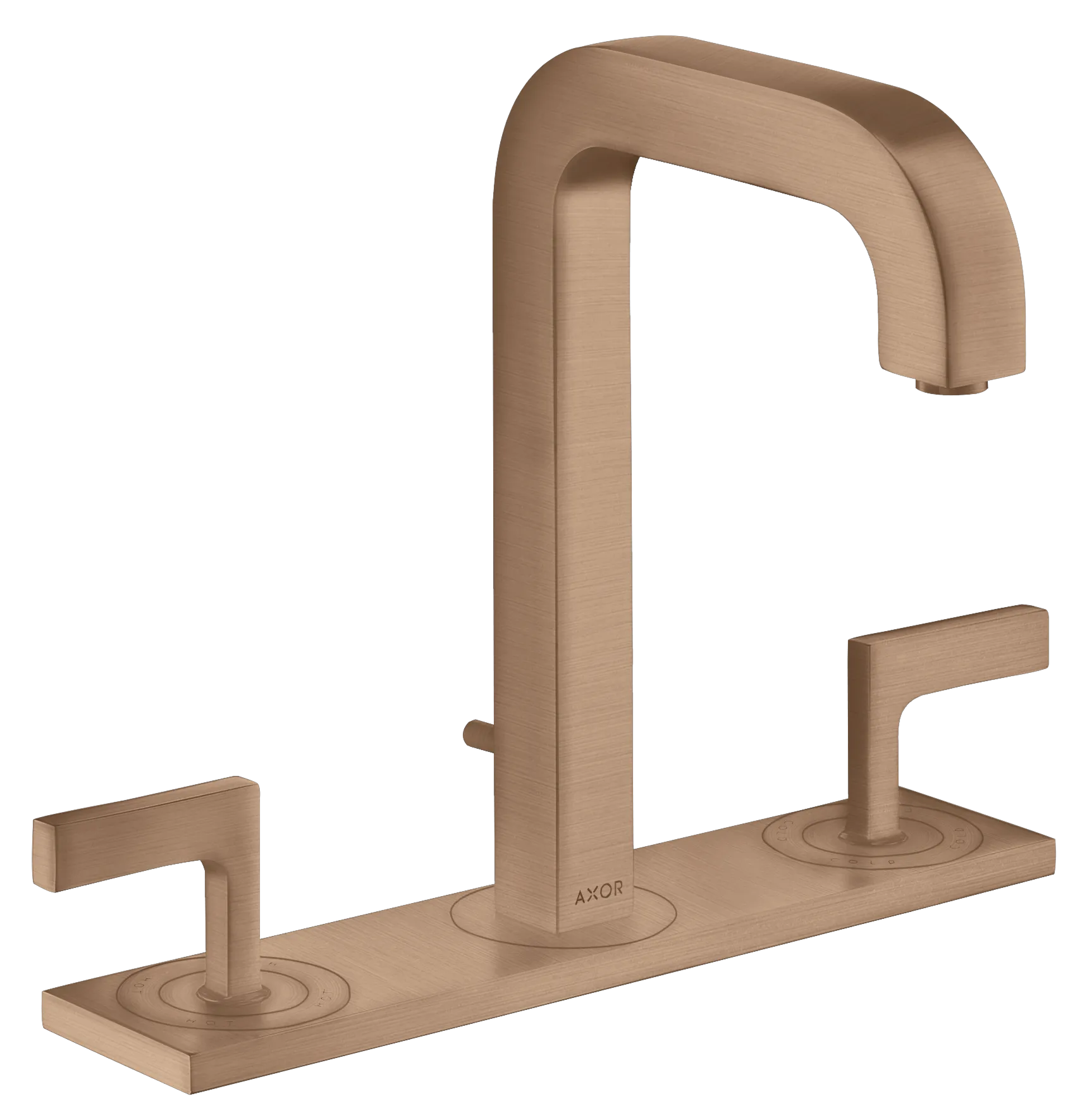 Hansgrohe AXOR Citterio 3-Loch Waschtischarmatur Brushed Red Gold, ComfortZone 170, Ausladung 140 mm, Hebelgriff, Normalstrahl