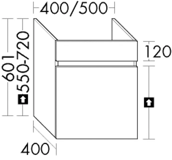 Waschtischunterschrank Sys30 von burgbad - 400x400x601 mm, PG1