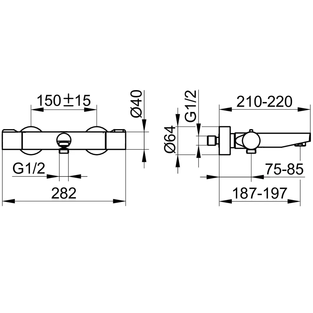 Plan blue Thermostat-Wannenarmatur Aufputz schwarz matt Plan blue Thermostat-Wannenarmatur Aufputz schwarz matt
