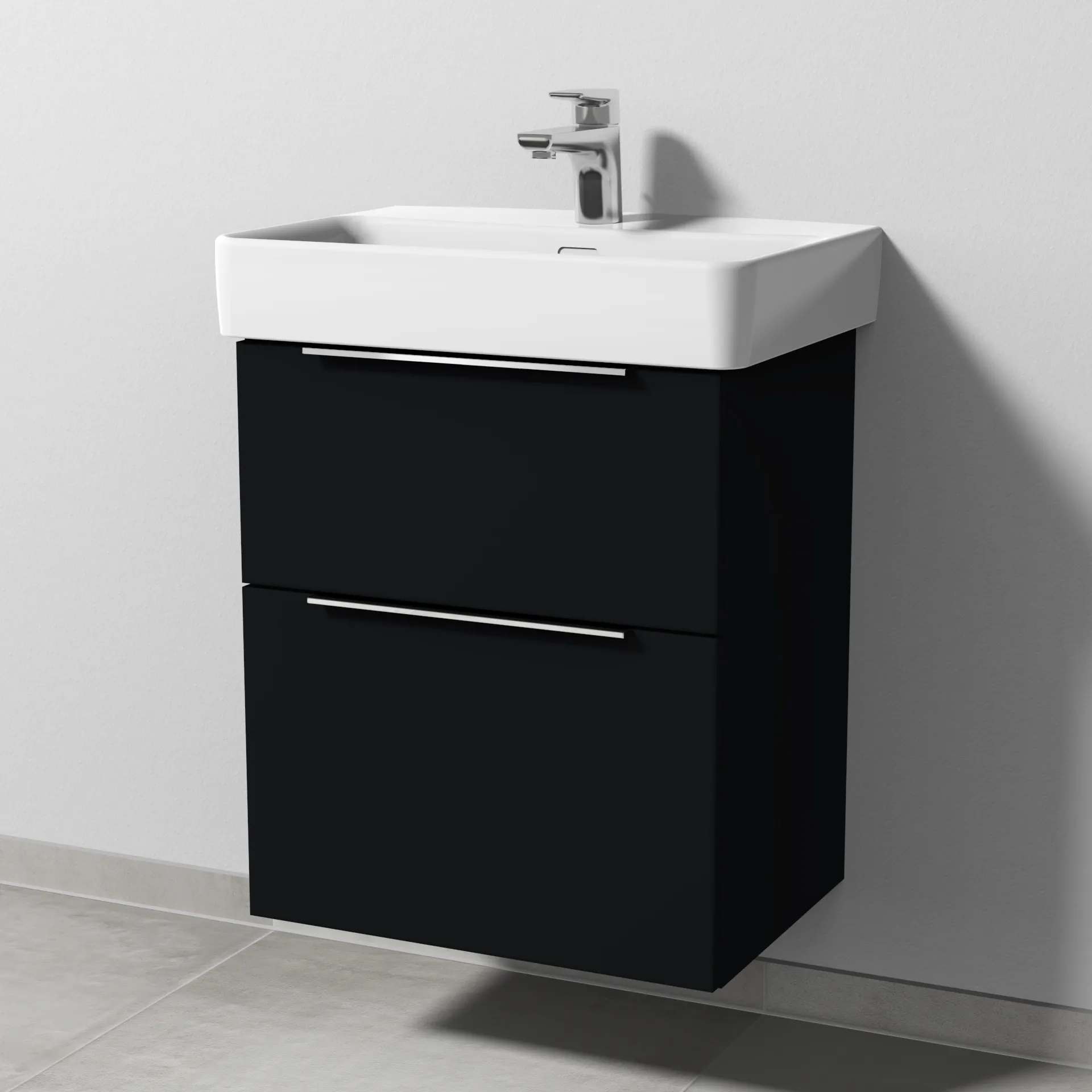 Sanipa Waschtischunterschrank „3way“ passend zu Keramik-Waschtische Pro S von 500 × 593 × 362 mm in Schwarz (matt)
