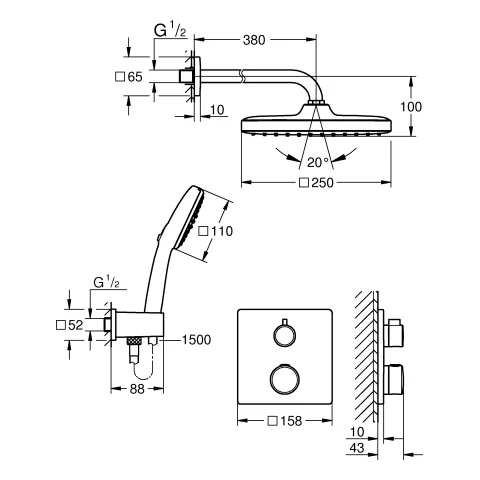 Grohe Unterputz-Armatur „Grohtherm“ Grohe Unterputz-Armatur „Grohtherm“