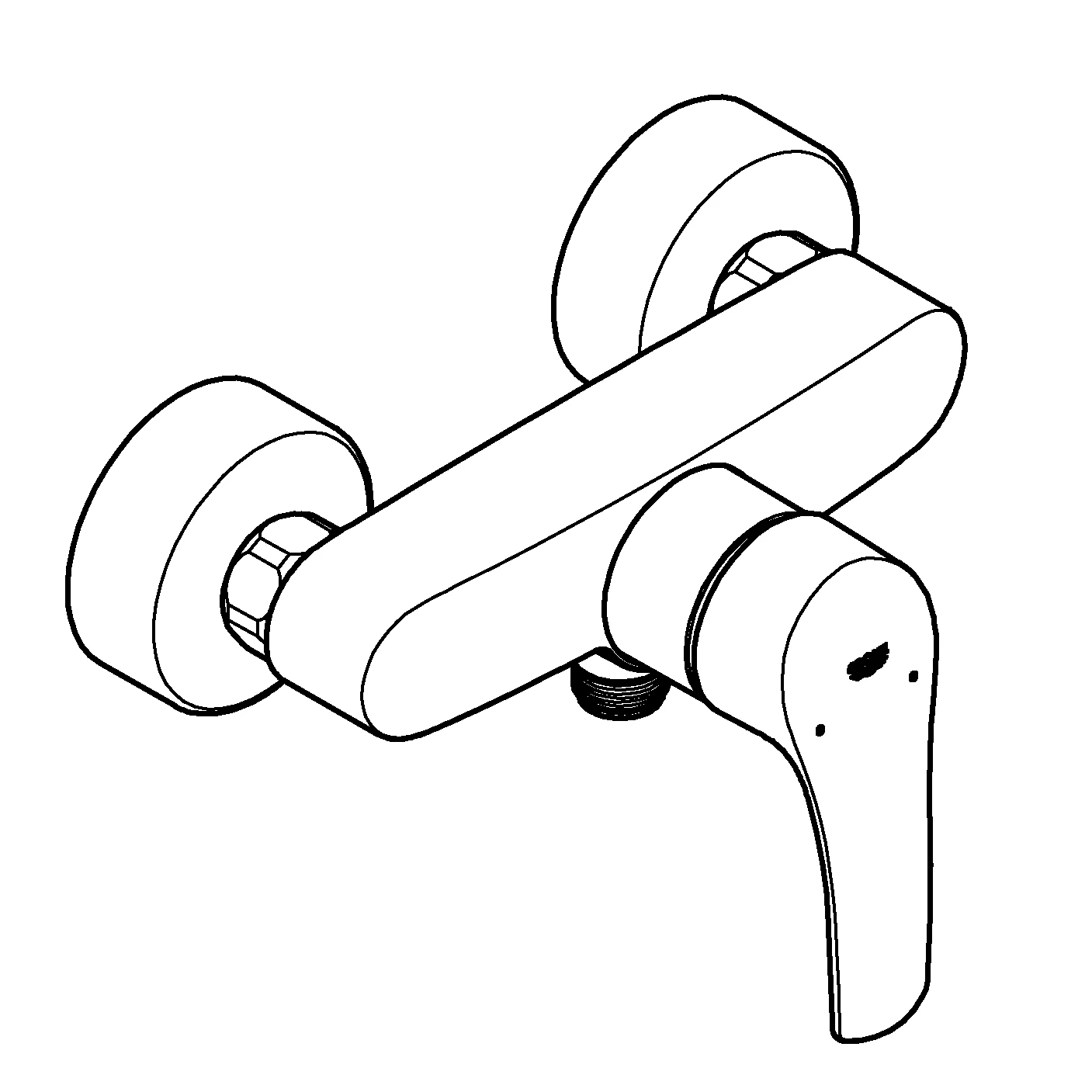 Einhand-Brausebatterie Eurosmart 33555_3, Wandmontage, Temperaturbegrenzer, S-Anschlüsse, eigensicher, chrom