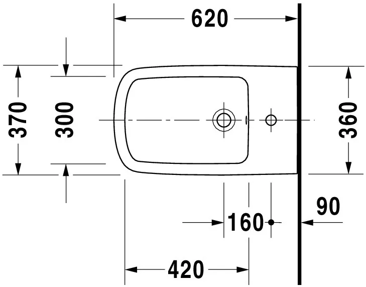 Duravit Wand-Bidet „DuraStyle“, Befestigung verdeckt 37 × 62 × 32,5 cm