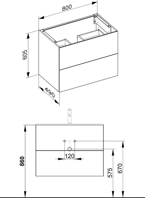 KEUCO X-LINE Waschtischunterbau anthrazit