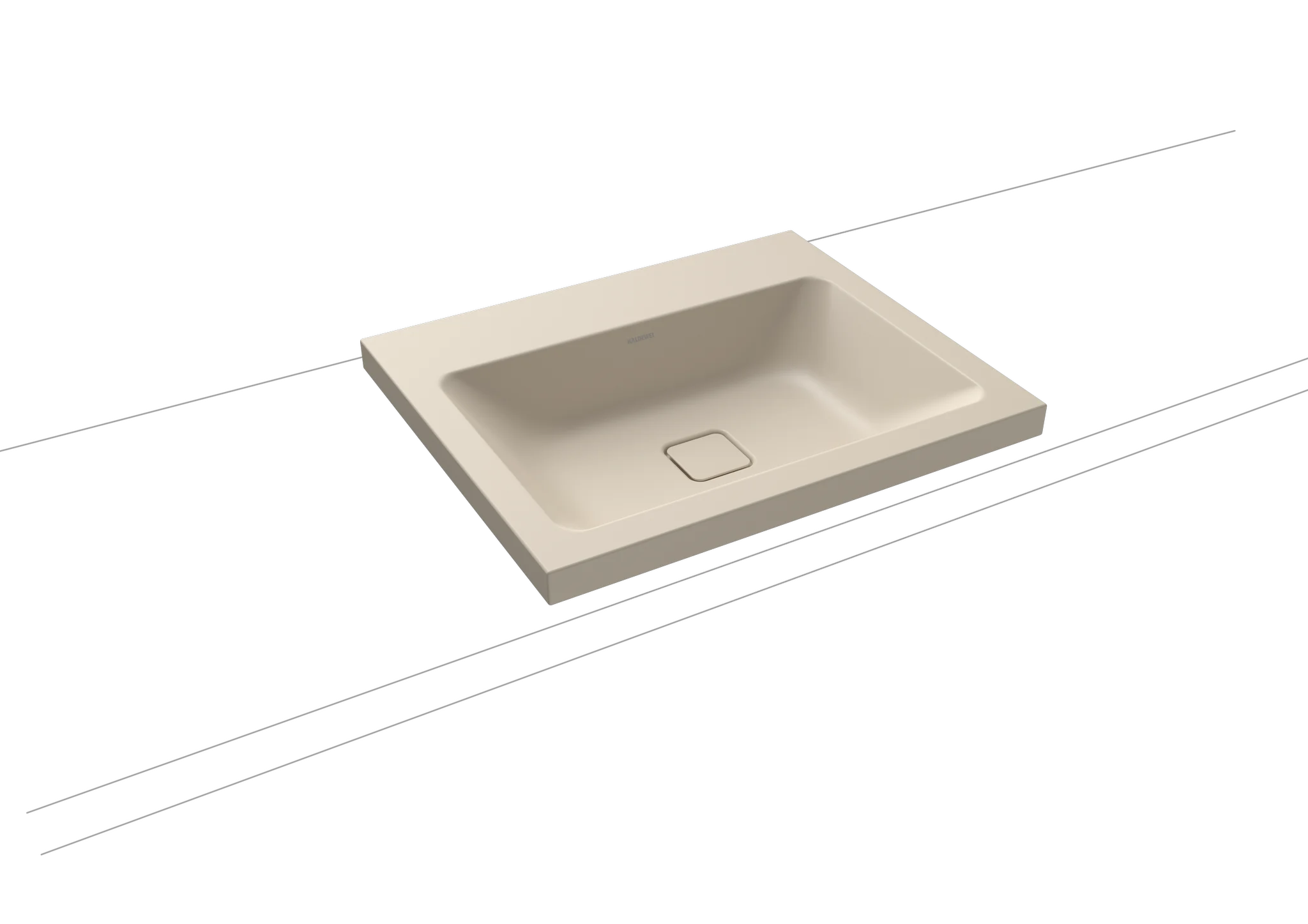 Kaldewei CONO Aufsatzwaschtisch, warm beige, 600x500 mm, Randhöhe 40 mm, ohne Überlauf, Perl-Effekt, Antidröhn, 1x 1er Hahnlochbohrung