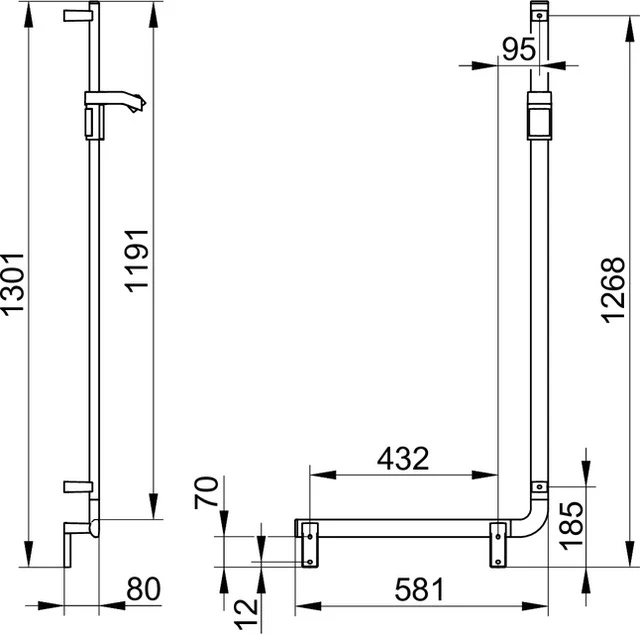 KEUCO Winkelgriff „Axess“ 581 × 1301 mm Ausführung links, in Silber (eloxiert) KEUCO Winkelgriff „Axess“ 581 × 1301 mm Ausführung links, in Silber (eloxiert)