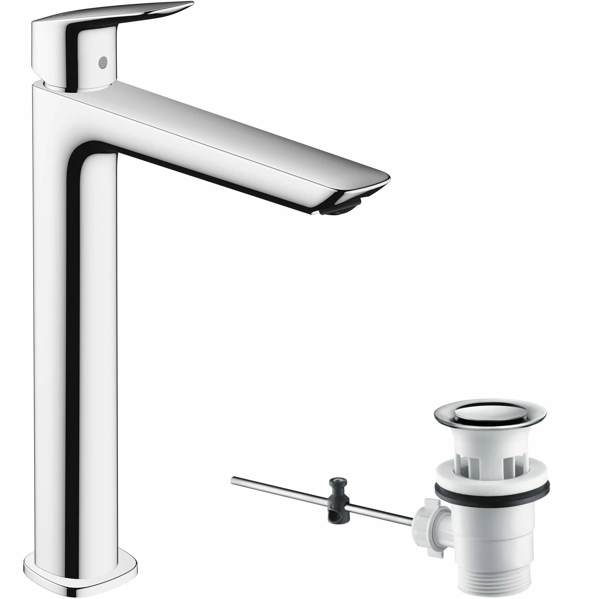 Hansgrohe Logis Einhebel-Waschtischmischer 240 Fine für Aufsatzwaschtische mit Zugstangen-Ablaufgarnitur, Chrom Hansgrohe Logis Einhebel-Waschtischmischer 240 Fine für Aufsatzwaschtische mit Zugstangen-Ablaufgarnitur, Chrom