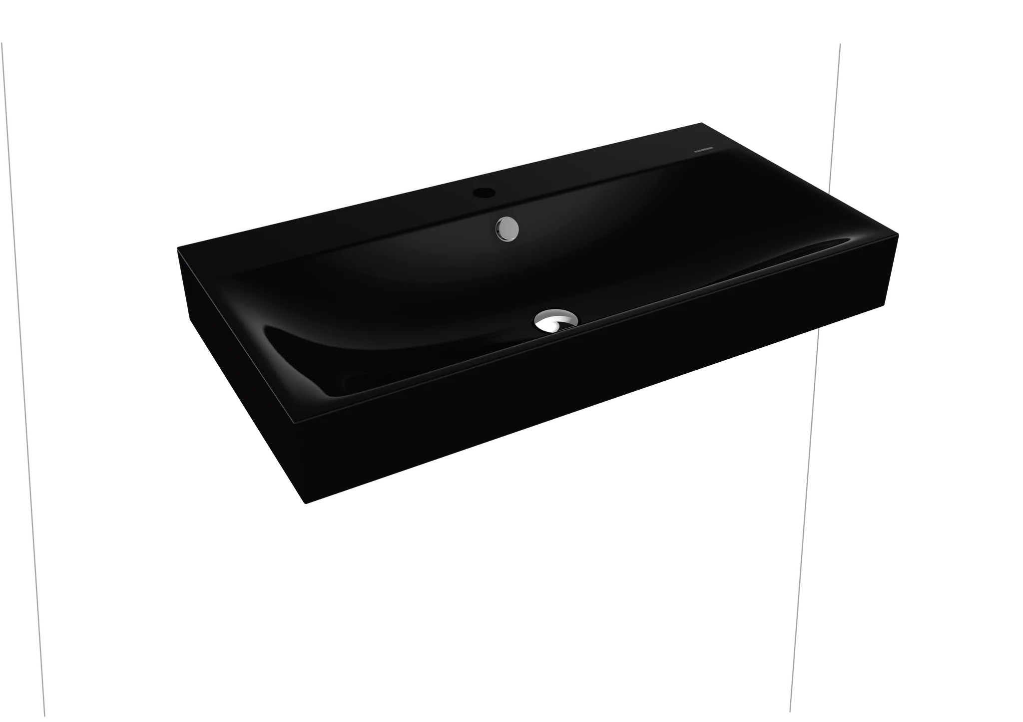 Kaldewei SILENIO Wandwaschtisch, schwarz matt 100, 900x460 mm, 120 mm Randhöhe, mit 3er Hahnlochbohrung und Überlauf
