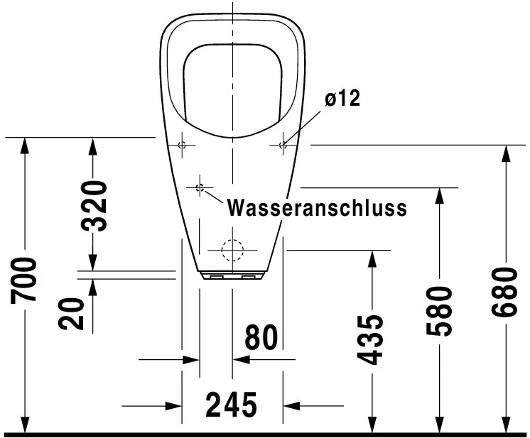 Urinal Utronic, Zulauf von hinten für Netzanschluss, ohne Fliege, weiß