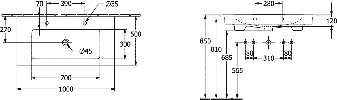 Villeroy & Boch Schrankwaschtisch Venticello 4104AK, 1000 x 500 mm, Weiß Alpin Villeroy & Boch Schrankwaschtisch Venticello 4104AK, 1000 x 500 mm, Weiß Alpin