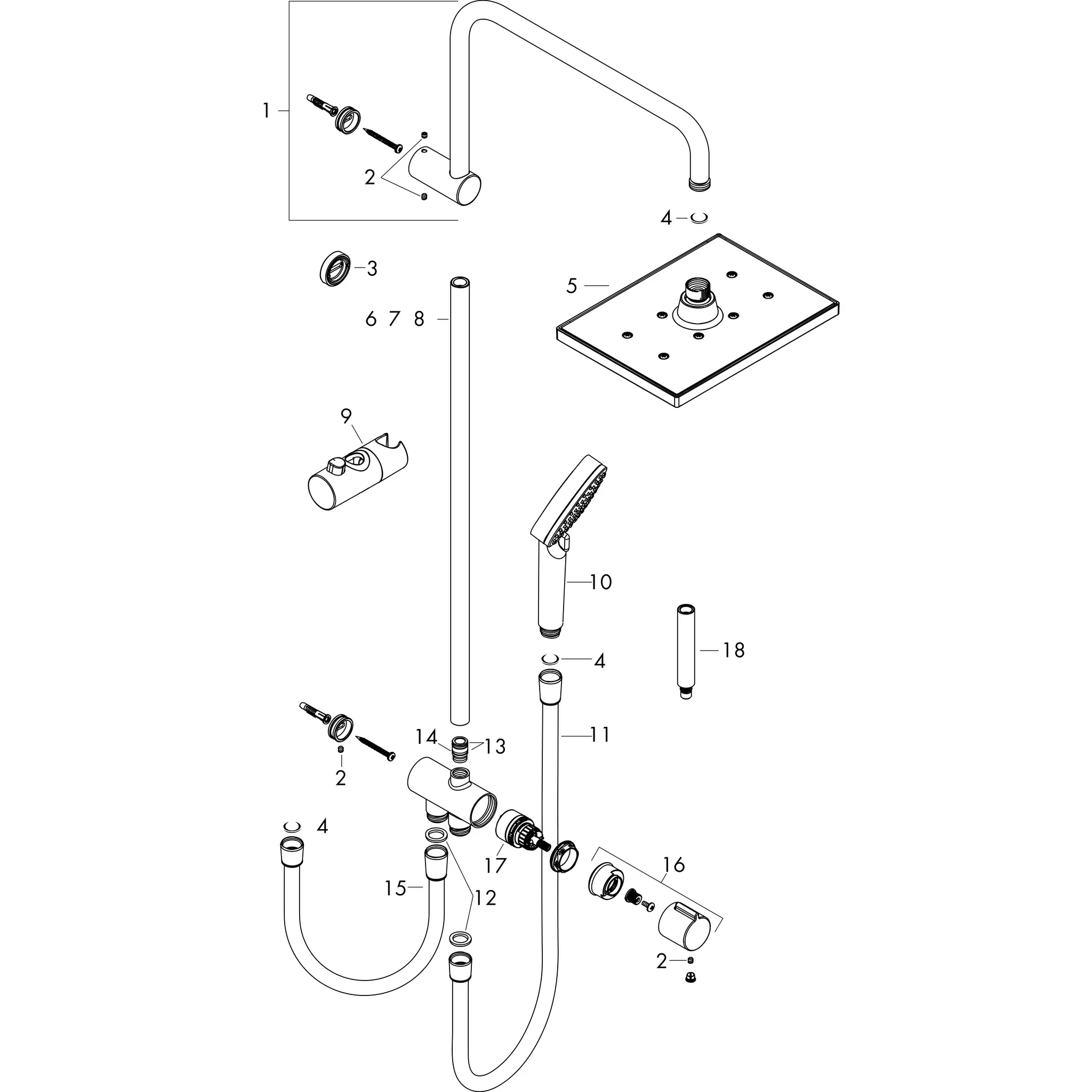 Showerpipe 230 1jet Vernis Shape Reno EcoSmart chrom
