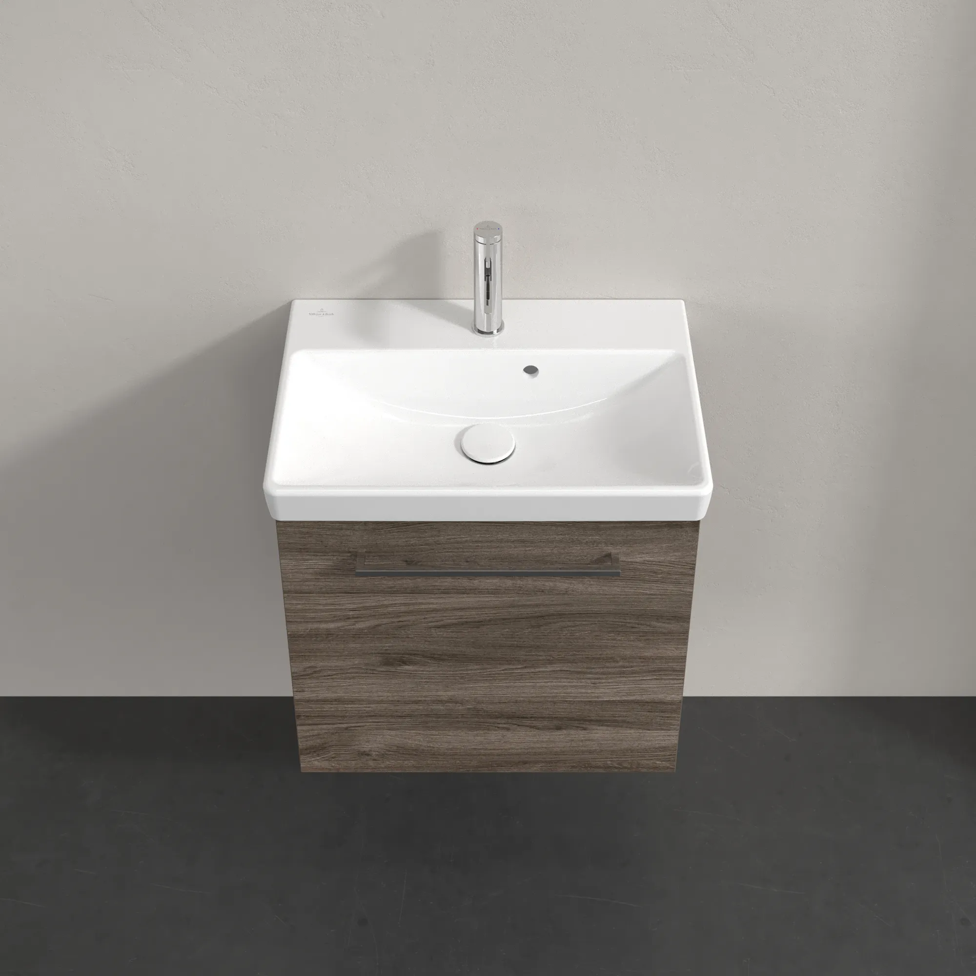 Villeroy & Boch Waschtischunterschrank mit Tür „Avento“ für Schrankwaschtisch 530 × 514 × 352 mm Stone Oak, Anschlag rechts, Soft Closing, 1 Tür