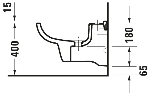 Duravit Wand-Bidet „D-Code“, Befestigung sichtbar, mit Hahnlochbank 54,5 × 35,5 × 54,5 × 35 cm