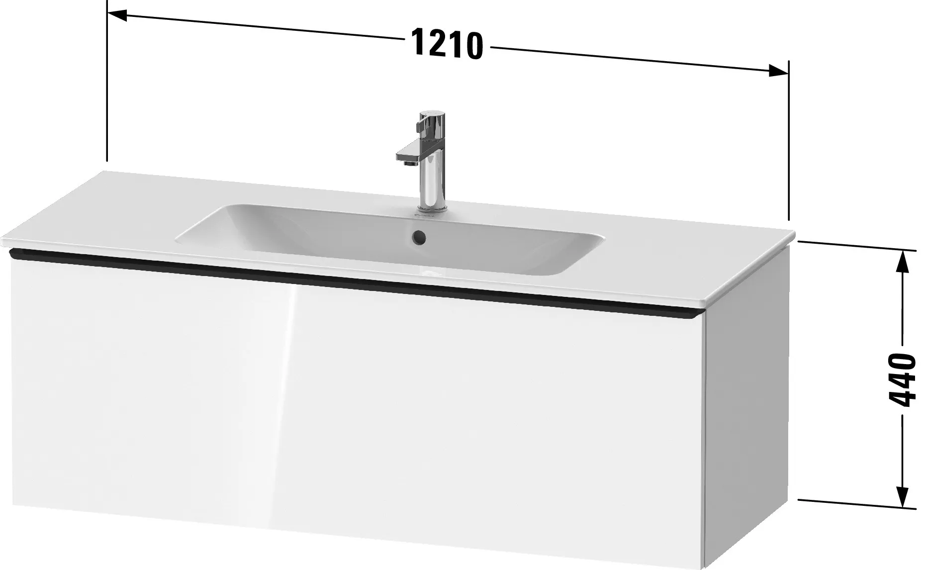Duravit Waschtischunterschrank wandhängend „D-Neo“ 121 × 44 × 46,2 cm Basalt Matt