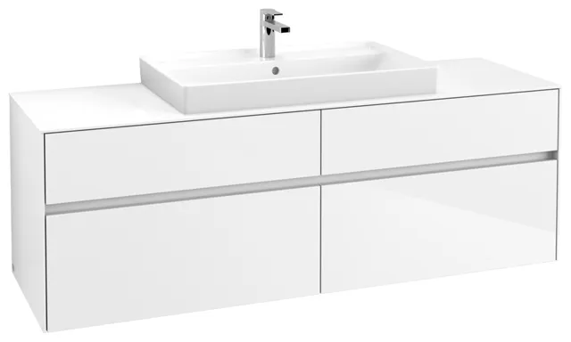 Villeroy & Boch Waschtischunterschrank „Collaro“ 1600 × 548 × 500 mm Glossy White, ohne Beleuchtung, für Becken mittig