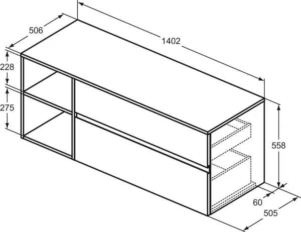Ideal Standard Waschtischunterschrank „Finesse“ 140,2 × 55,8 × 50,5 cm Ulme dunkel Ideal Standard Waschtischunterschrank „Finesse“ 140,2 × 55,8 × 50,5 cm Ulme dunkel