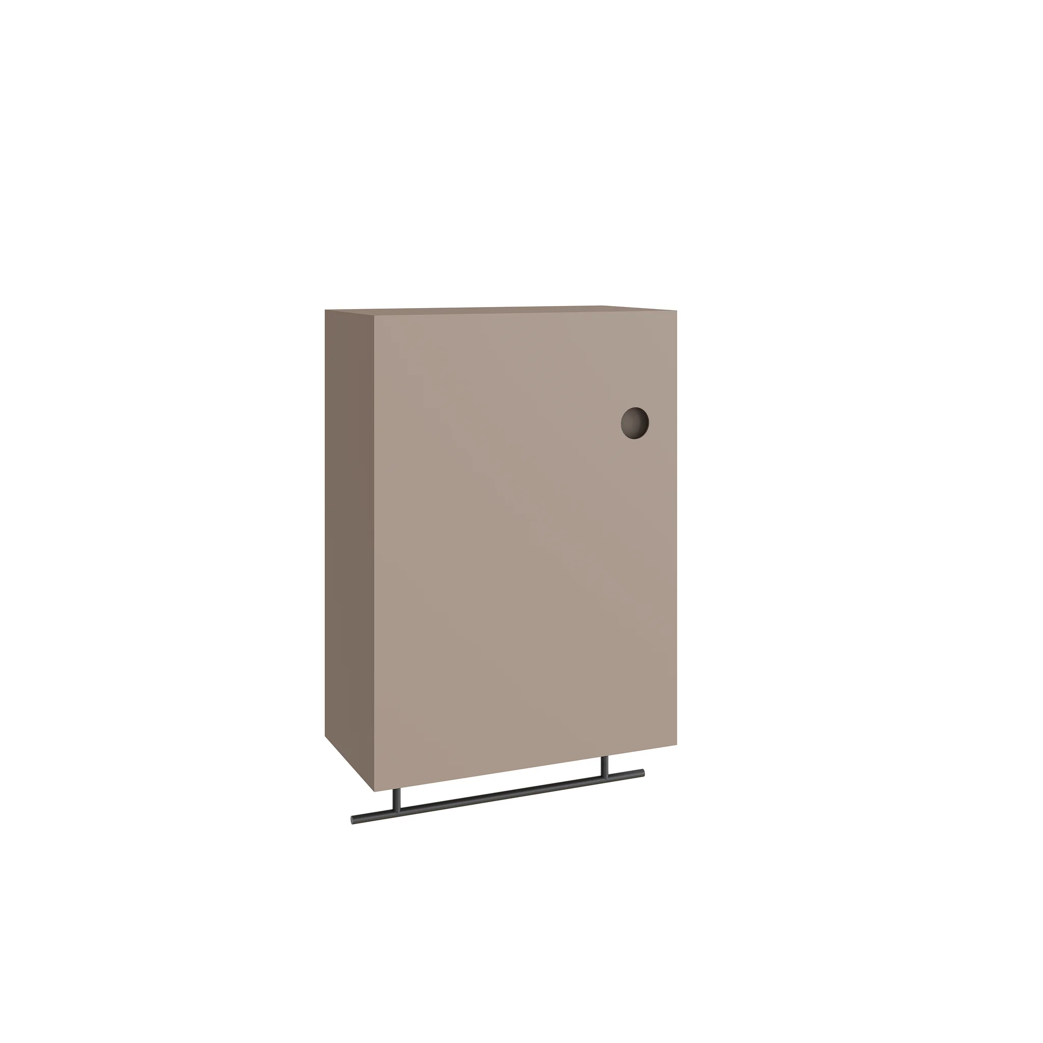 VitrA Plural Oberschrank mit Handtuchhalter, Taupe Matt, 40 x 21,5 x 55 cm (BxTxH), Wandmontage, 1 Tür Softclose, integrierter Griffloch, Türanlage links