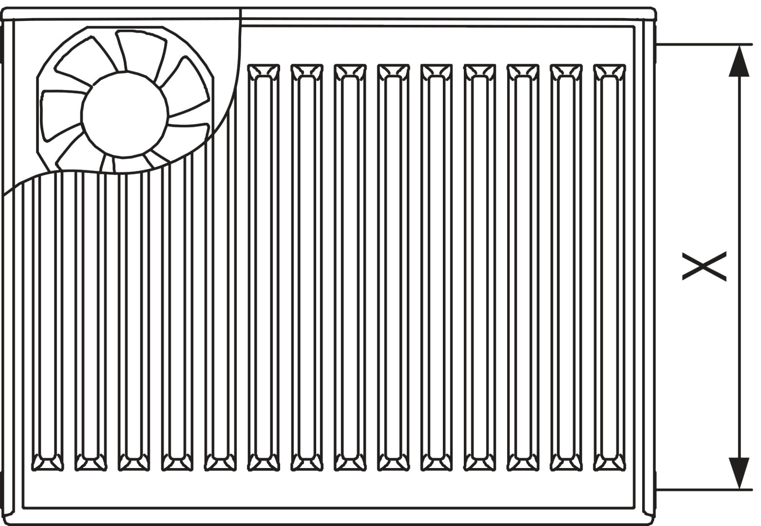 Kermi Wärmepumpen-Design-Flachheizkörper „x-flair Profil-K“ 120 × 50 cm in Farbkonzept