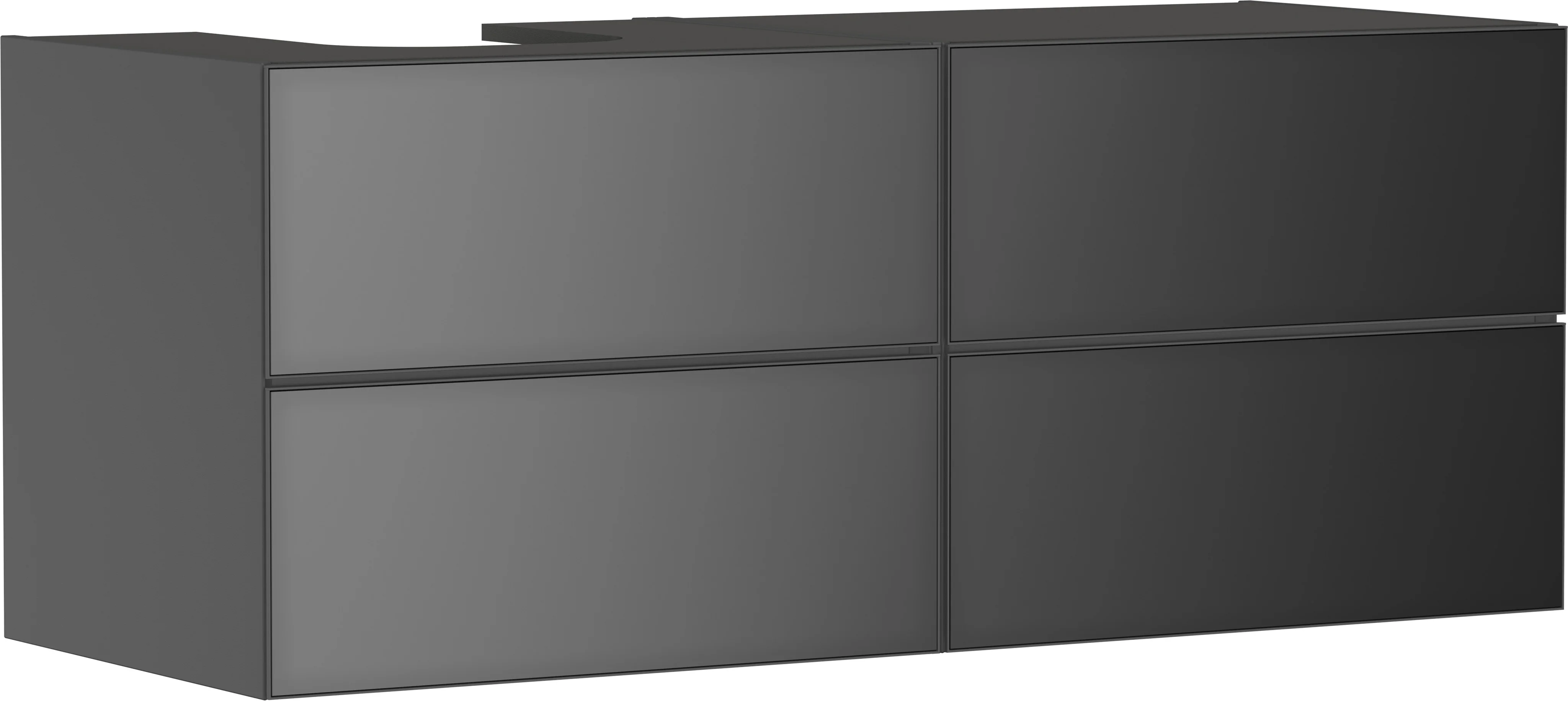 Hansgrohe Xevolos E Waschtischunterschrank Schiefergrau Matt, 1370/550 mm, 4 Schubkästen, grifflos mit PushOpen und SoftClose, Wandmontage
