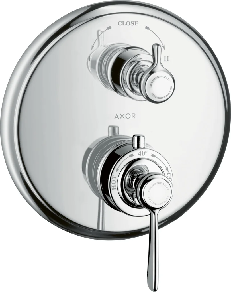 Hansgrohe AXOR Montreux Thermostat Unterputz mit Hebelgriff Chrom, 2 Verbraucher, max. Durchflussmenge 29 l/min, einstellbare Temperaturbegrenzung, Rückflussverhinderer, Schalldämpfer Hansgrohe AXOR Montreux Thermostat Unterputz mit Hebelgriff Chrom, 2 Verbraucher, max. Durchflussmenge 29 l/min, einstellbare Temperaturbegrenzung, Rückflussverhinderer, Schalldämpfer