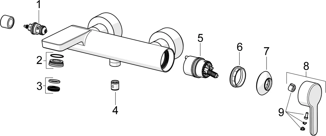 HansaDESIGNO Style EHM Wannenfüll- und Brausebatterie Chrom