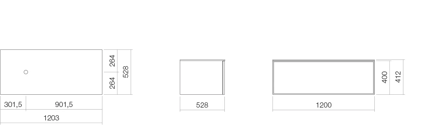 Alape Möbelmodul Arkta 1200x400 Neolith Silk/Weiß Alape Möbelmodul Arkta 1200x400 Neolith Silk/Weiß