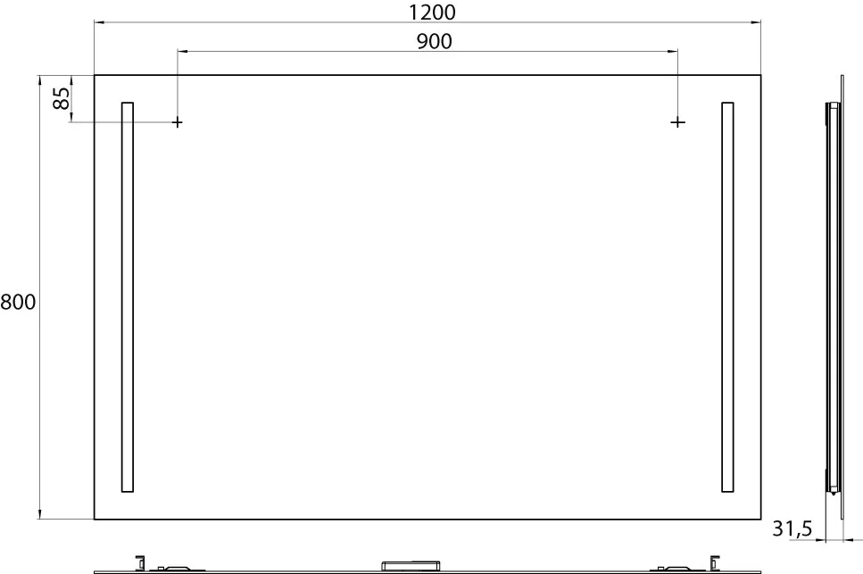 Lichtspiegel MI 120, 1200 x 800 mm4000K, Raumschaltung IP 44 Lichtspiegel MI 120, 1200 x 800 mm4000K, Raumschaltung IP 44