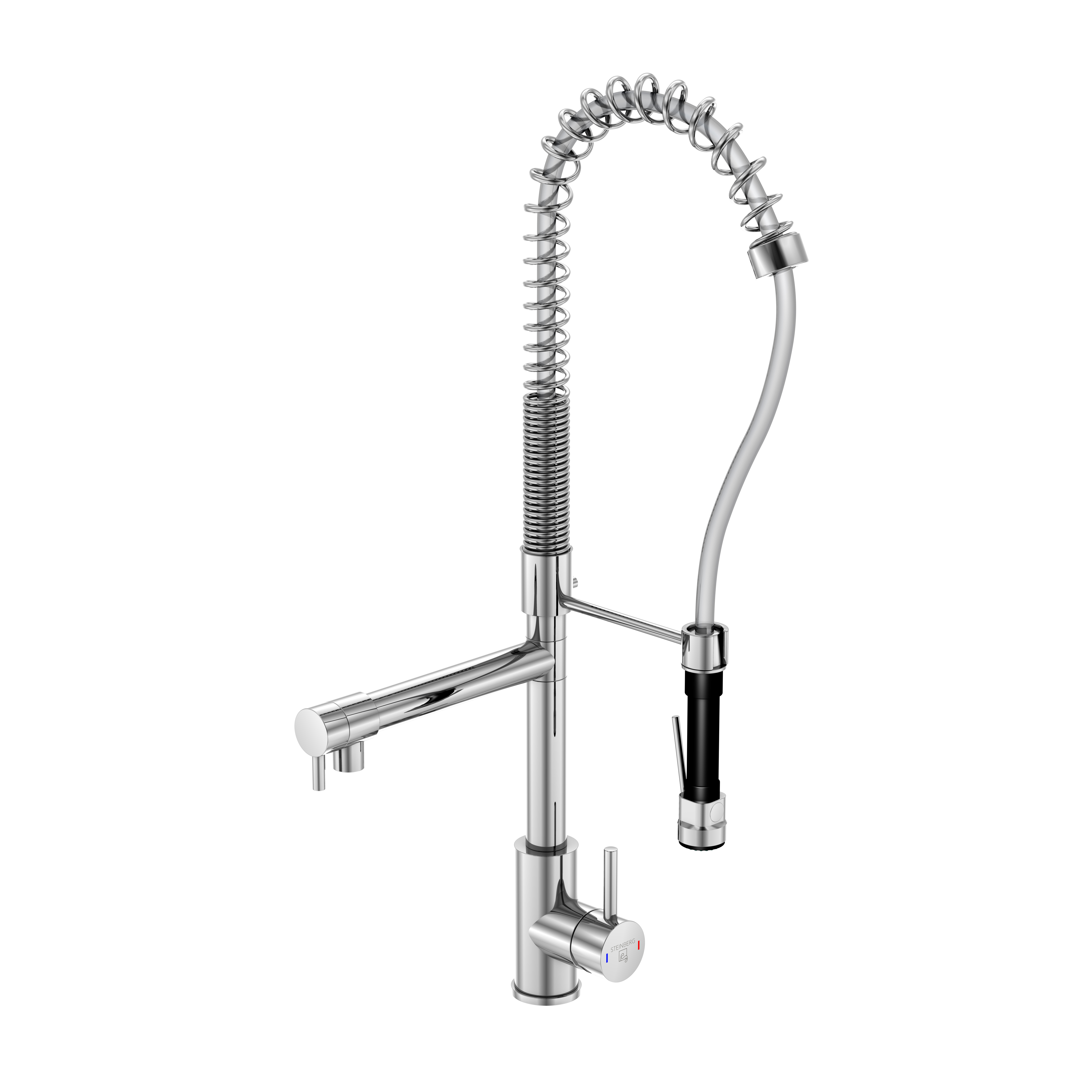 Serie 100 Spültisch-Einhebelmischbatterie mit Schwenkauslauf und automatischen Umsteller, Ausladung 15,6 cm Serie 100 Spültisch-Einhebelmischbatterie mit Schwenkauslauf und automatischen Umsteller, Ausladung 15,6 cm