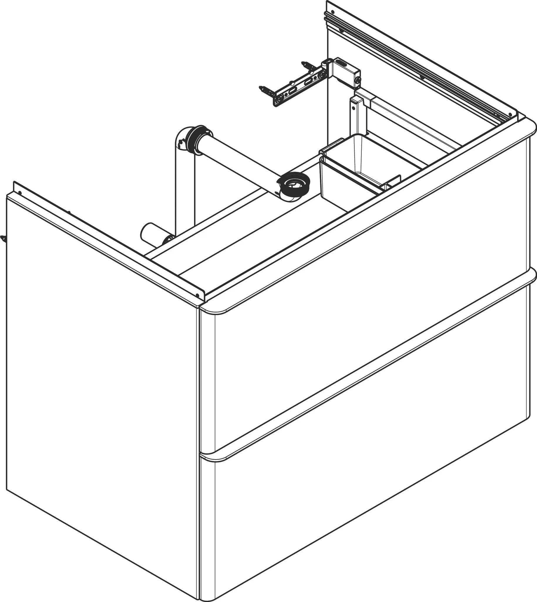 Xelu Q Waschtischunterschrank Diamantgrau Matt 780/475 mit 2 Schubkästen für Waschtisch Chrom