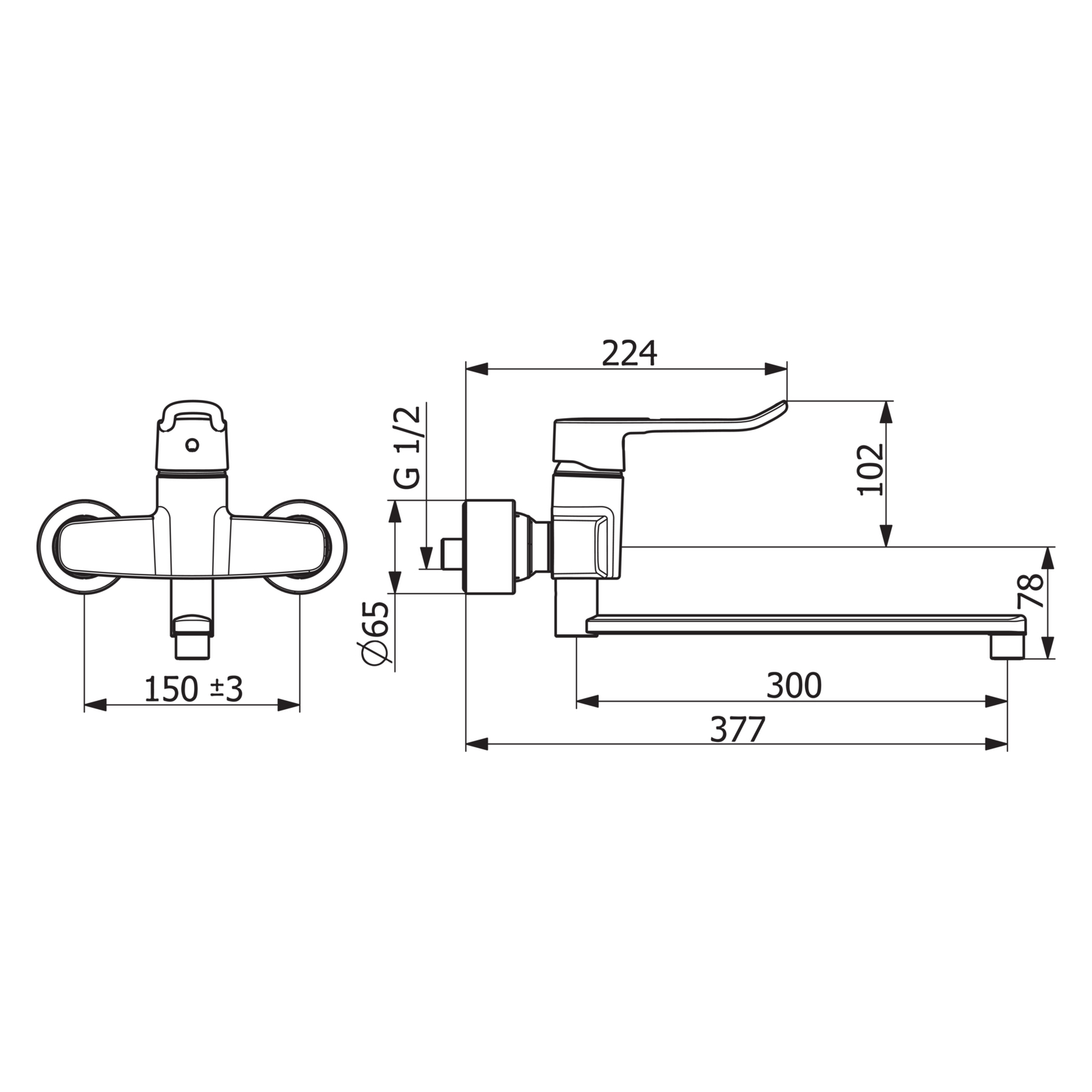 Einhand-Waschtischarmatur Bedienungshebel lang „Clinica“ Ausladung 377 mm in Chrom Einhand-Waschtischarmatur Bedienungshebel lang „Clinica“ Ausladung 377 mm in Chrom