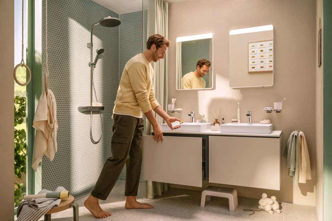 Activera S Showerpipe 240 1jet EcoSmart mit ShowerTablet Select 360 Varia, Oberfläche: Chrom Activera S Showerpipe 240 1jet EcoSmart mit ShowerTablet Select 360 Varia, Oberfläche: Chrom