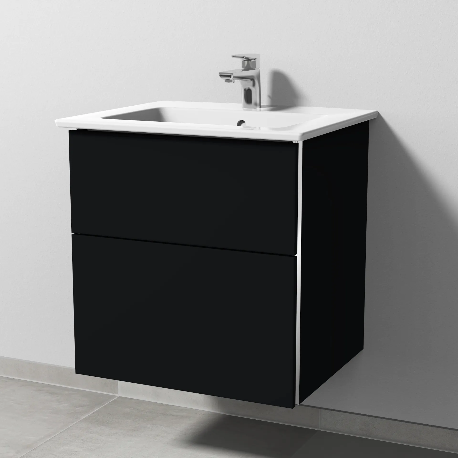 Waschtischunterbau mit Auszügen 3way (BS331) 591x555x478 Schwarz-Matt