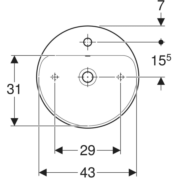 Waschbecken „VariForm“, Hahnlochposition mittig Waschbecken „VariForm“, Hahnlochposition mittig