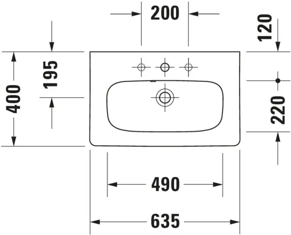 Wandwaschtisch „DuraStyle“, mit Überlauf, Hahnlochposition mittig