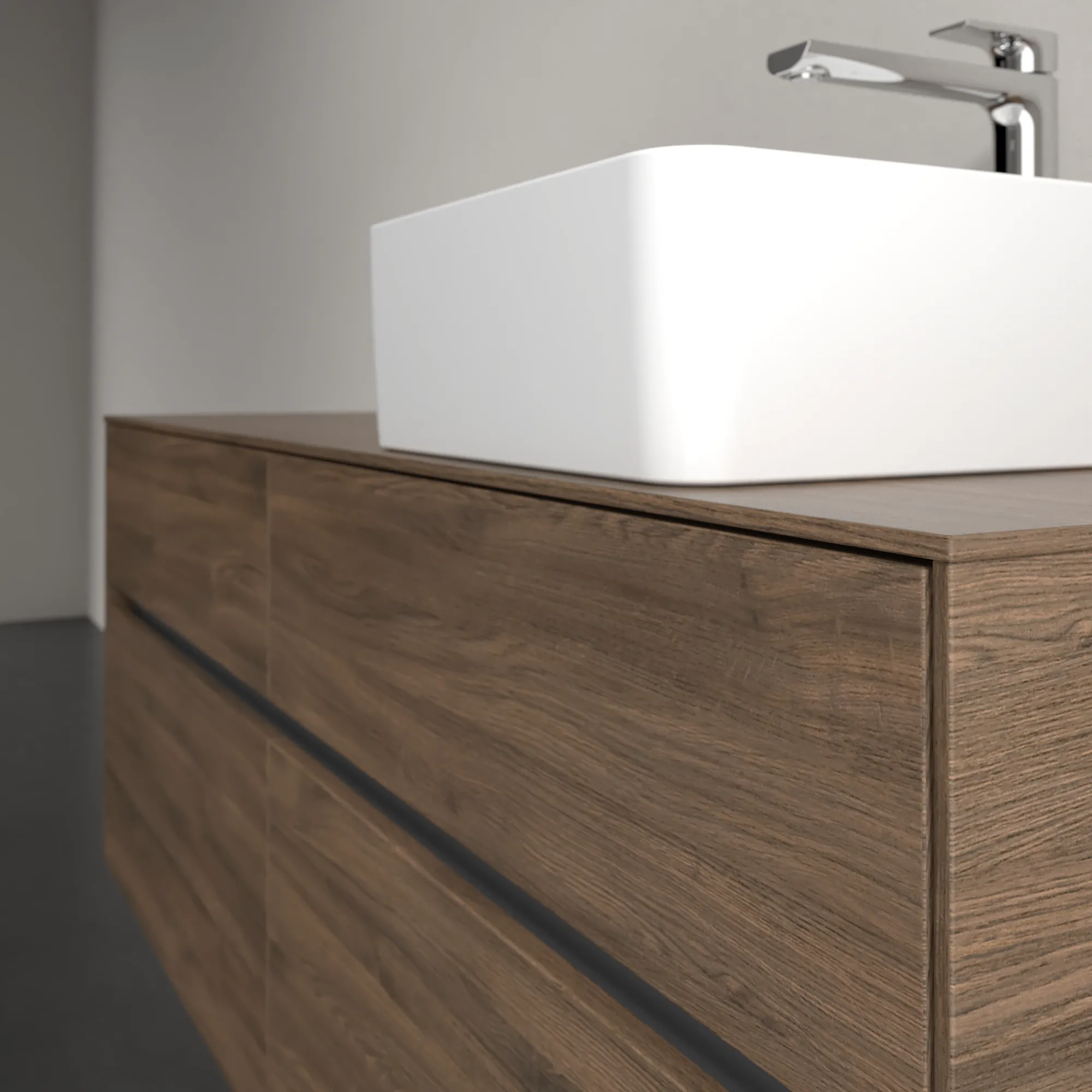 Villeroy & Boch Waschbeckenunterschrank Collaro Arizona Oak, 1400x548x500 mm, mit Beleuchtung und SoftClosing, Eckig Villeroy & Boch Waschbeckenunterschrank Collaro Arizona Oak, 1400x548x500 mm, mit Beleuchtung und SoftClosing, Eckig