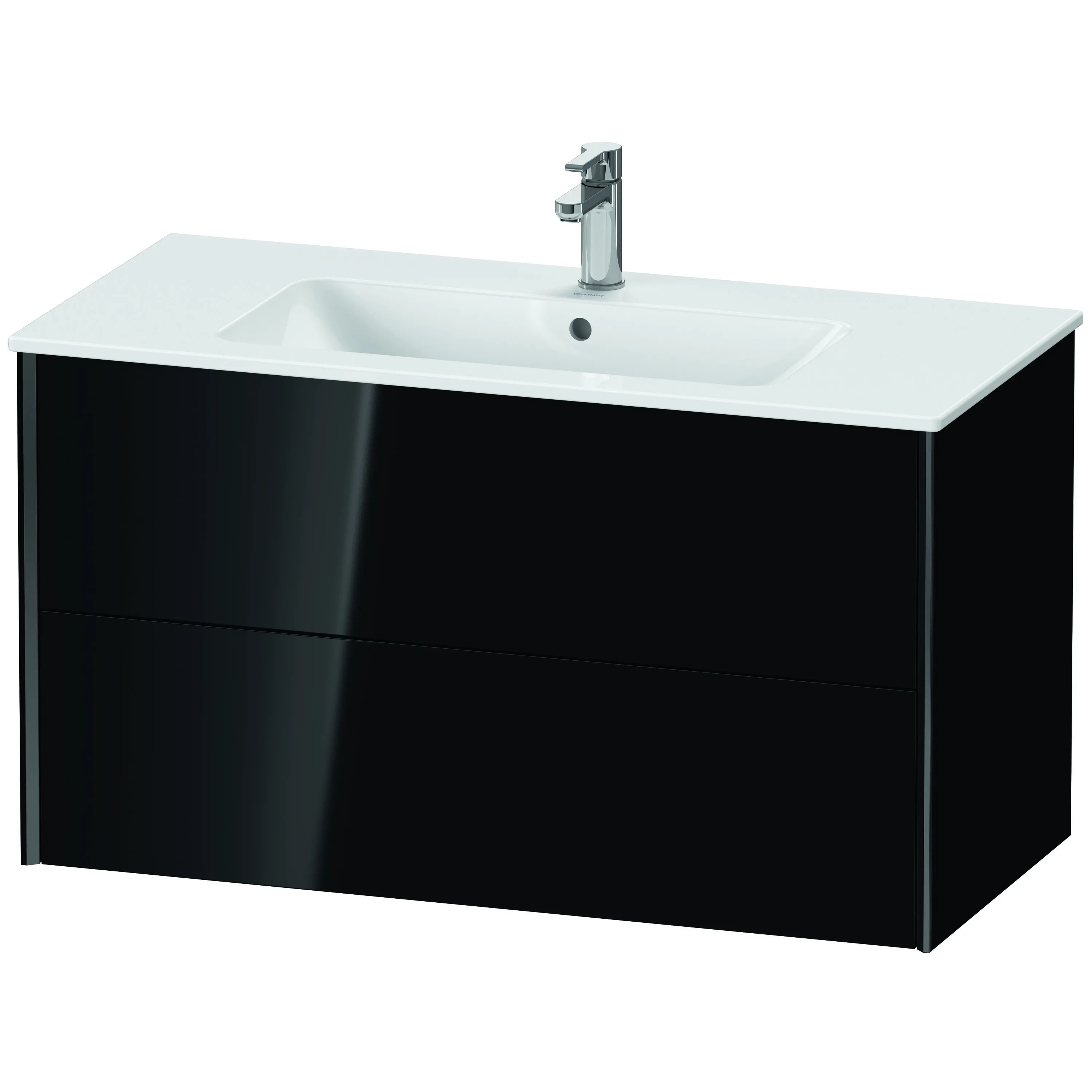 Duravit Waschtischunterschrank wandhängend „XViu“ 101 × 56 × 48 cm in Schwarz Hochglanz