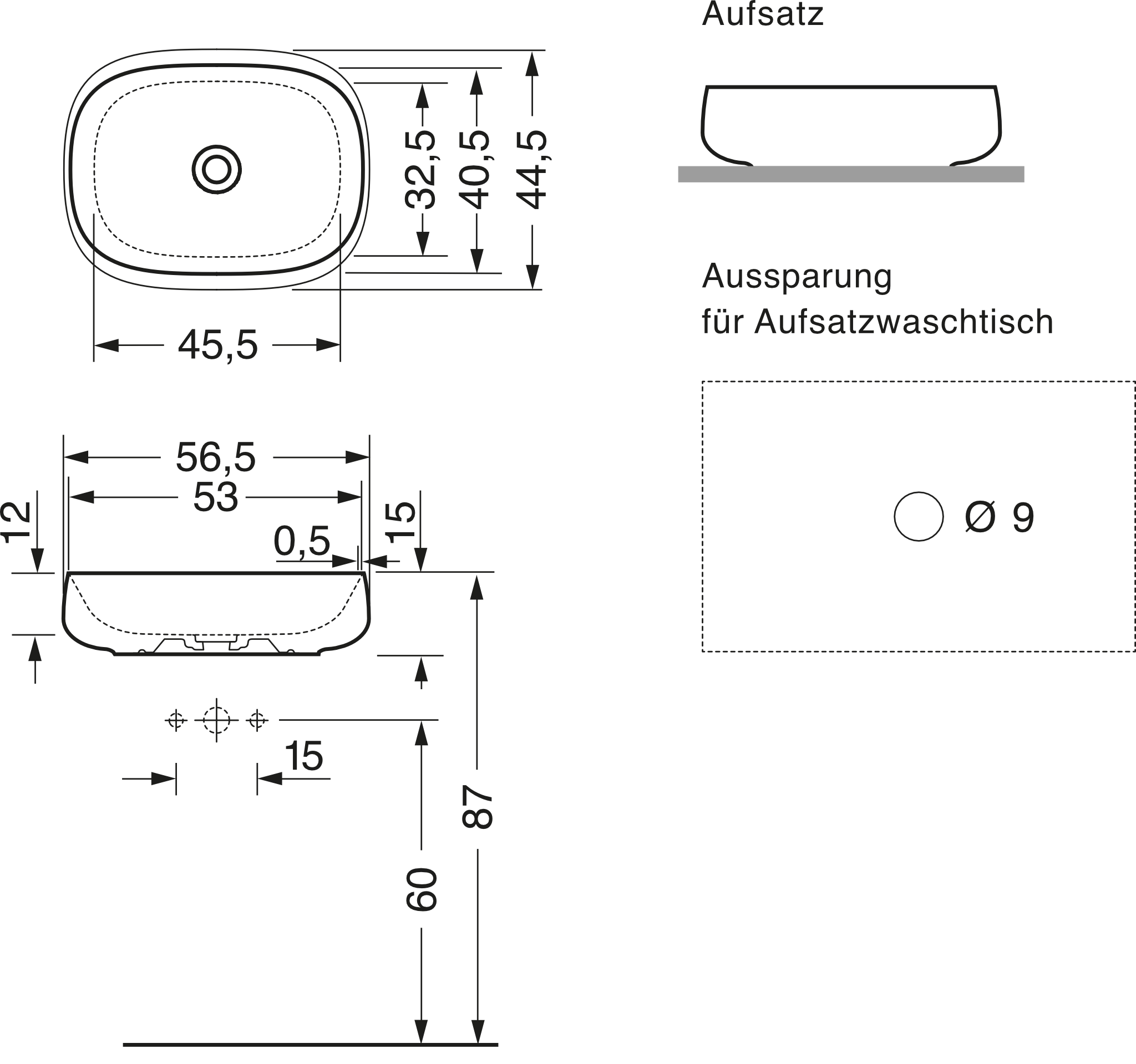 repaBAD Aufsatzwaschtisch „Seed“ 565 × 445 × 150 mm in Weiß Matt