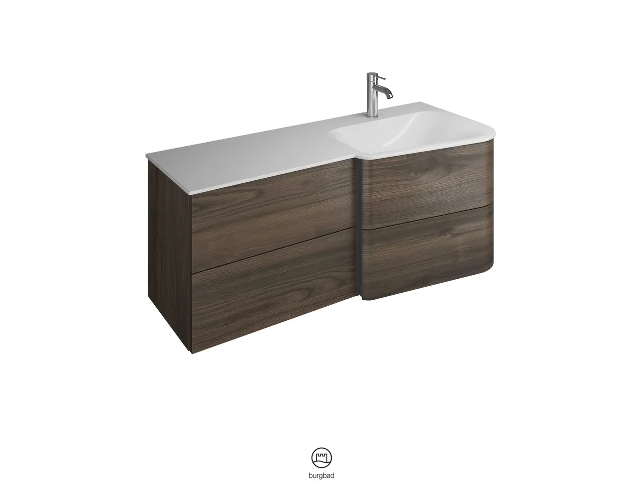 burgbad Badmöbelset „Badu“ Griffleiste, Schwarz, in Veloursgrau Softmatt burgbad Badmöbelset „Badu“ Griffleiste, Schwarz, in Veloursgrau Softmatt