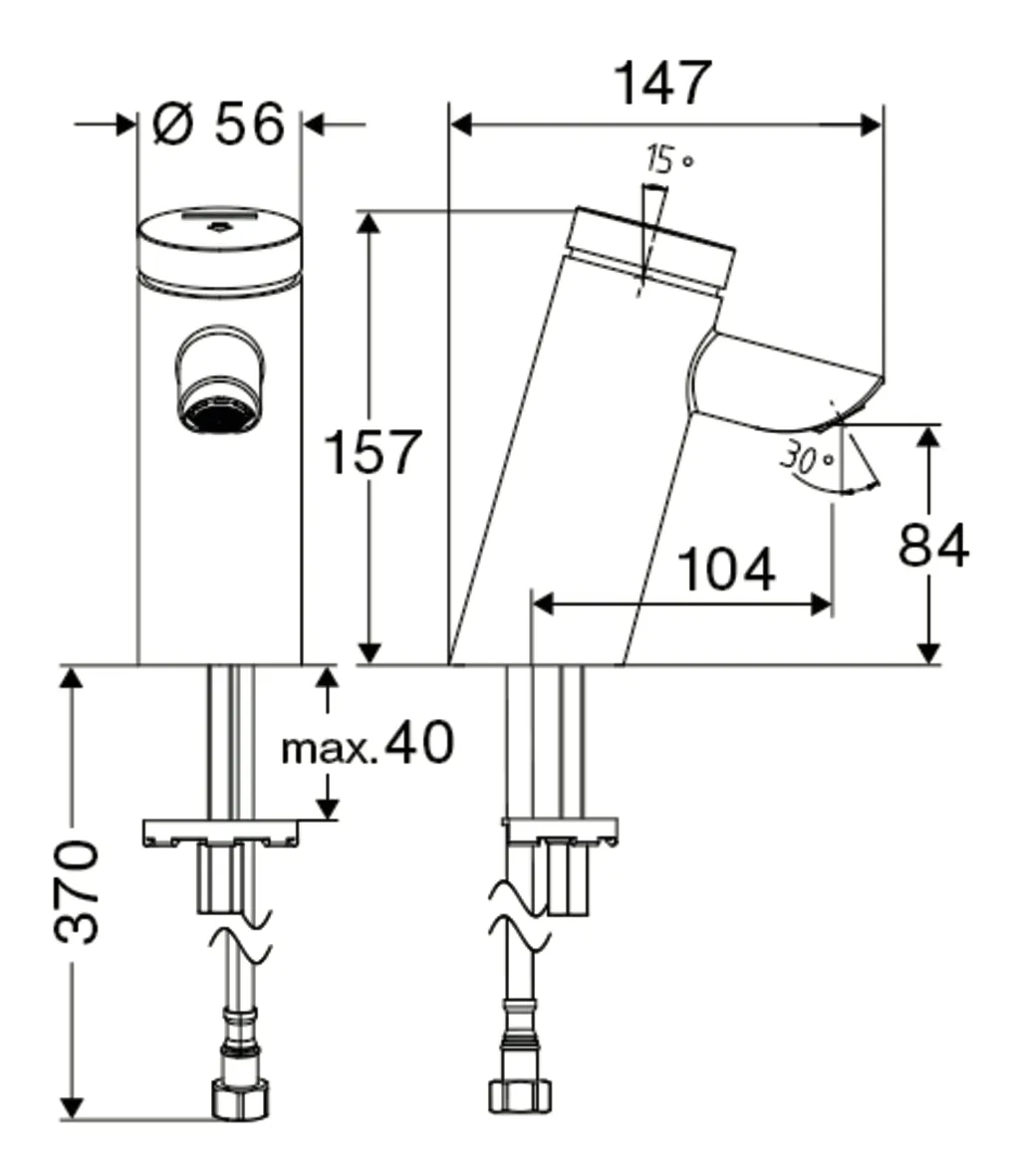 Waschtisch-Armatur PURIS SC, HD-K - Hochdruck Kaltwasser / vorgemischtes Wasser, Selbstschluss, G 3/8 IG, chrom