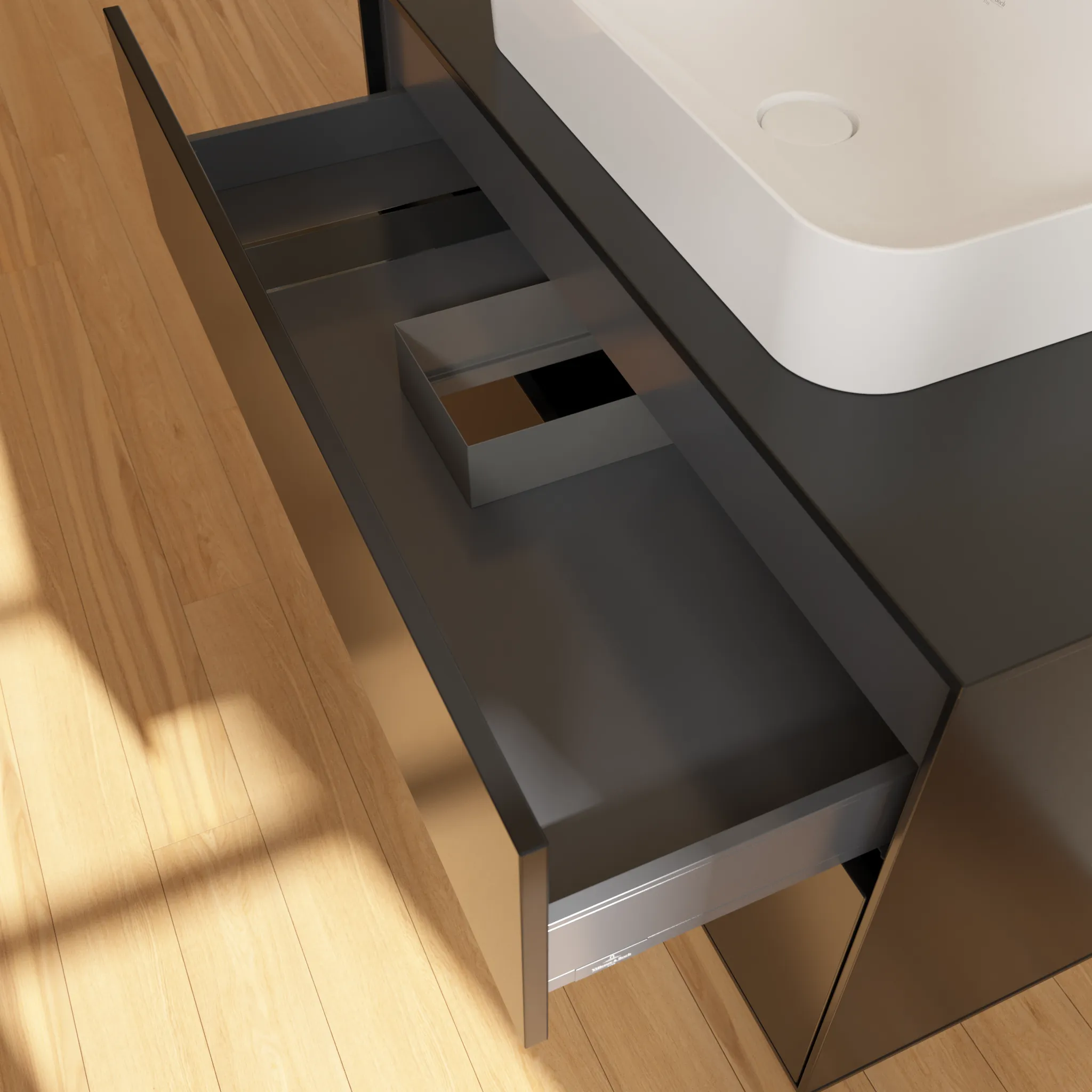 Villeroy & Boch Waschbeckenunterschrank Finion F23, 1000x603x501 mm, Black Matt Lacquer, mit SoftClosing und Push-to-open Funktion Villeroy & Boch Waschbeckenunterschrank Finion F23, 1000x603x501 mm, Black Matt Lacquer, mit SoftClosing und Push-to-open Funktion