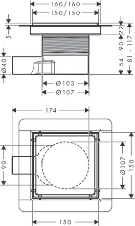 Hansgrohe RainDrain Brilliance Komplettset Punktablauf 150⁄150 rückseitig befliesbar, Mattschwarz Hansgrohe RainDrain Brilliance Komplettset Punktablauf 150⁄150 rückseitig befliesbar, Mattschwarz