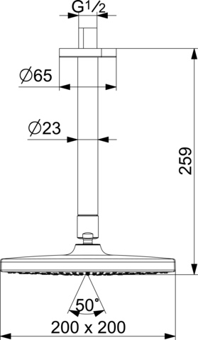 HA Kopfbrause HANSABASICJET Style 4437 1-strahlig 200x200 mm Chrom