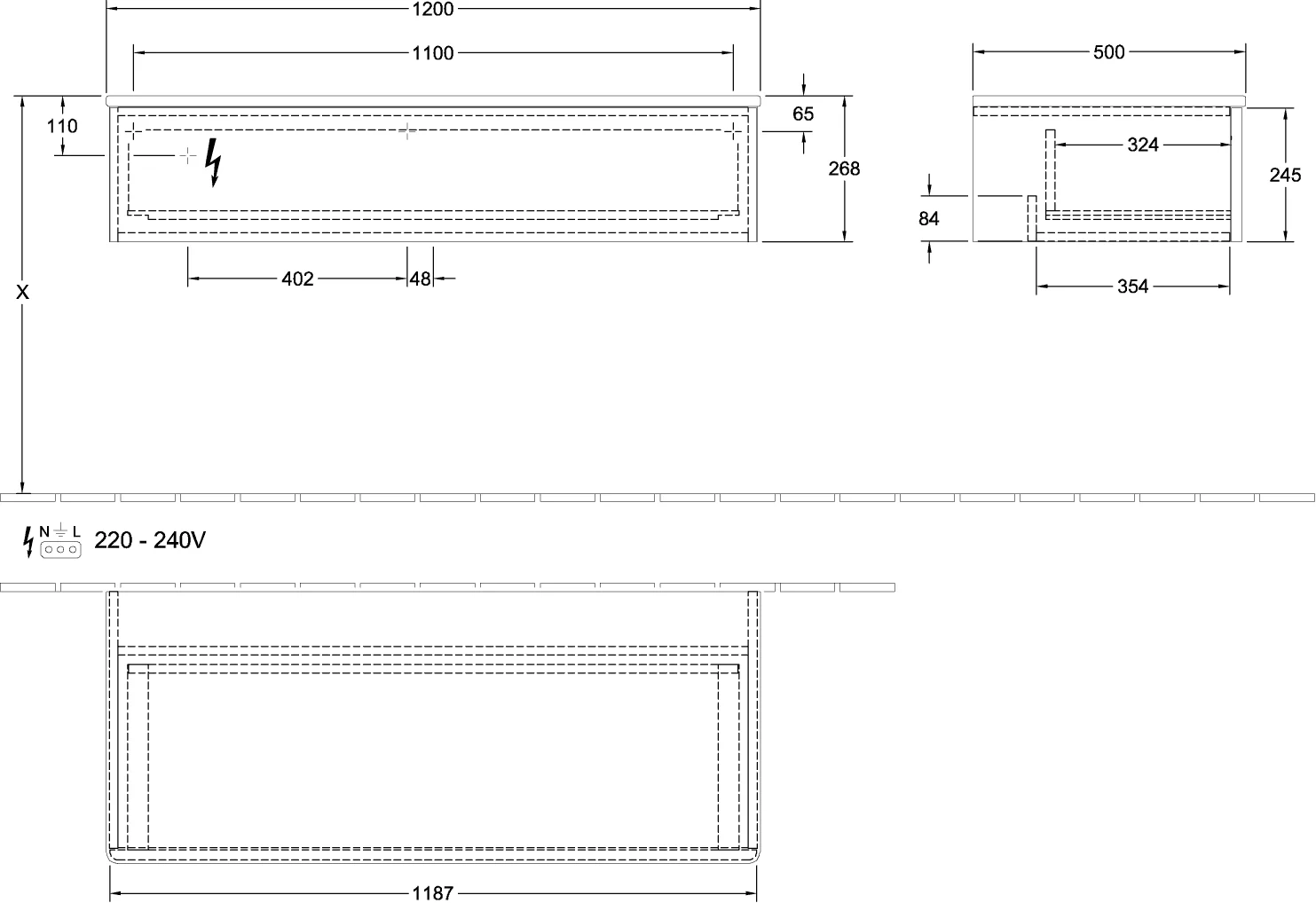 Villeroy & Boch Antao Sideboard K41 1200x268x500mm Villeroy & Boch Antao Sideboard K41 1200x268x500mm