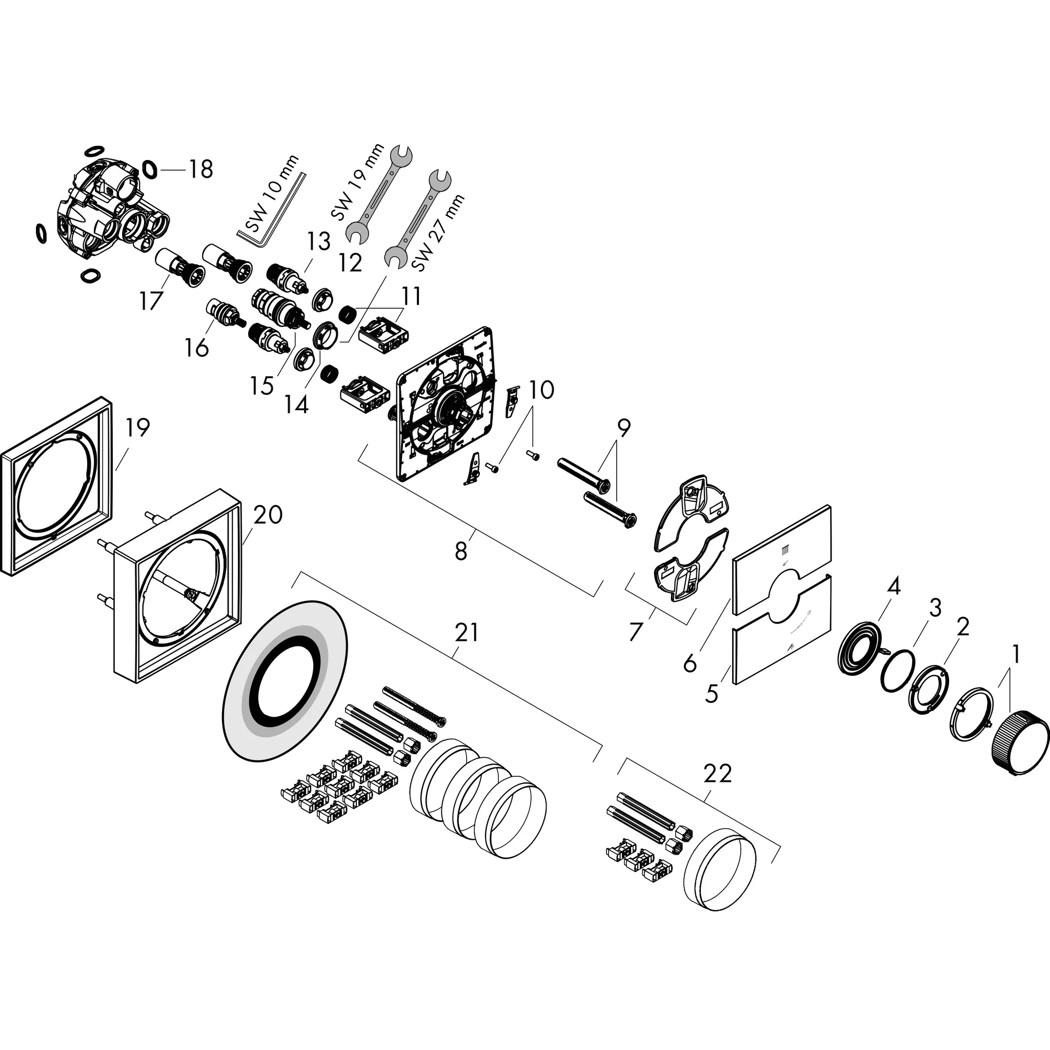 AXOR ShowerSelect ID Thermostat Unterputz eckig für 2 Verbraucher Chrom AXOR ShowerSelect ID Thermostat Unterputz eckig für 2 Verbraucher Chrom