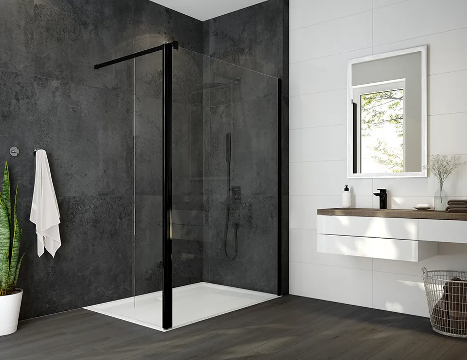 Hoesch Walk-In-Duschkabine für Ecke „Alaris Pro“ Profile schwarz, H: 2000 mm Hoesch Walk-In-Duschkabine für Ecke „Alaris Pro“ Profile schwarz, H: 2000 mm
