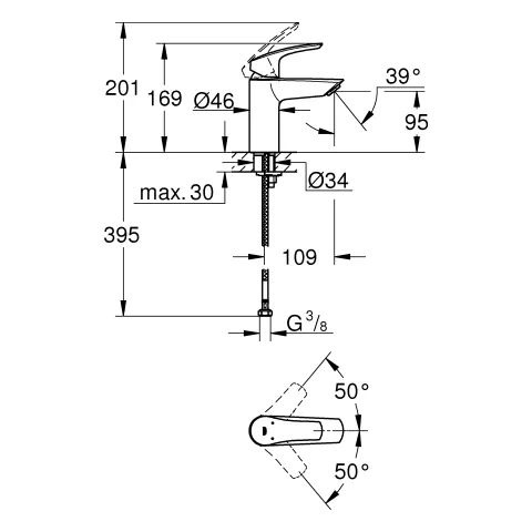 Grohe Eurosmart Einhand-Waschtischbatterie 32467_3, S-Size, Einlochmontage, matt black Grohe Eurosmart Einhand-Waschtischbatterie 32467_3, S-Size, Einlochmontage, matt black